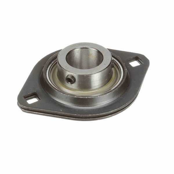 Mounted Stamped Steel Two Bolt Flange Ball Bearing, 52100 Bearing Steel, Setscrew Lock